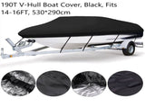 190T Polyester Taffeta V-Hull Boat Cover, Weather Resistant Outdoor Yacht Shield Against UV & V1221-XM-LB2993-GM124