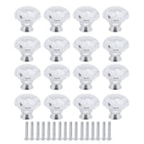 16Pcs Crystal Glass Cabinet Knob Diamond Shape 40mm Drawer Cupboard Handle Pull V1294-YM0901-AU-07ZH-DIB02