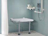 Folding PE Shower Seat, 15.7'' x 14.8'' Unfolded, Wall Mounted Fold Up Shower Bench with 500 lbs V952-SLKPEZCTWKB16SNT7V0