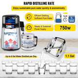 1.1 Gal Water Distiller, 0.3 Gal/H, 750W Distilled Water Maker Machine 0-99H Timing Set Temp V952-ZLJWXKYSACIHVQ18CV3