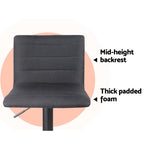 Artiss 4x Bar Stools Gas Lift Linen Fabric Black BA-TW-V17-1168-BKX4