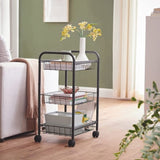 SONGMICS 3-Tier Metal Rolling Cart on Wheels with Removable Shelves Black V227-8498402105990