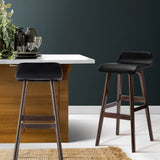 Artiss 2x Bar Stools Wooden Stool Black BENT-C-077-BKX2