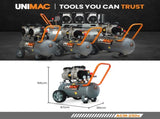 UNIMAC 25L 1.5HP Silent Oil-Free Electric Air Compressor, Portable V219-TOLACMUM2C5FA