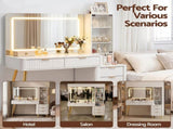 Artiss Dressing Table LED Vanity Desk Charging Station White FURNI-L-DRESS10-WH-AB