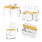 Bopeep Kids Table and Chairs Set Wooden Study Play 4PCS KD1173TB1025