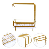1Set Kitchen Draining Rack Golden Sponge Holder with Open Drain Design V1369-AZ3-W-18123