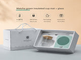 Green Coffee Mug Warmer Set with Glass Mug and Lid USB Powered 13W Constant Temperature Heating V888-ELOSUNG543043