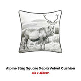 Bianca Alpine Stag Taupe Jacquard Square Velvet Filled Cushion V442-BCA-CUSHION-ALPINESTAG-TAUPE-SQ