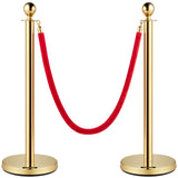 Velvet Ropes and Posts, 5 ft/1.5 m Red Rope, Stainless Steel Gold Stanchion with Ball Top, Red Crowd V952-TDZQTHRSGLZJ4238FV0