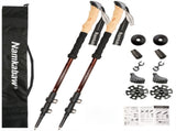 2-Pack Brown Aluminum Alloy Telescopic Trekking Poles with Secure External Lock & Accessory V888-ELOSUNG49085