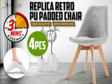 4X Retro Dining Cafe Chair Padded Seat GREY V274-FT-J900B-GY4