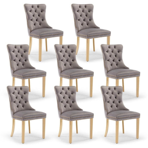 AADEN 8x Velvet Dining Chairs with Golden Metal Legs-Grey V226-SW1501GY-4