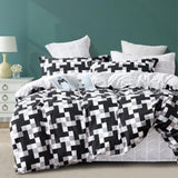 Ardor 250TC Emerson Geometric Cotton Sateen Quilt Cover Set Queen V442-INT-QUILTCS-250TCEMERSON-BLACK-QS
