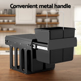 Cefito Pull Out Bin Kitchen Triple Slide Garbage Rubbish Bins Basket Blcak 31L POT-BIN-31L-3C-BK