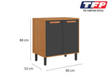Base Kitchen Wooden Cabinet/Cupboard with 2 Doors in Cinnamon Finish - Napoles Graphite Flat Pack V1112-3600001943