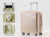 Smart Carry-On Luggage with Cup Holder & USB Charging Port - Pink Color Spinner Suitcase for Travel V888-ELOSUNG10776