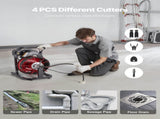 Drain Cleaner Machine 15m x 8mm, Auto Feed Sewer Snake Auger with 4 Cutters & Air-activated Foot V952-ZDJJKLSGDSTJWYRCQ002V3