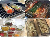 4 Pack 304 Stainless Steel Rotisserie Grill Baskets with Stand, Cylindrical Mesh Tubes for Outdoor V1189-LC-HW-00368