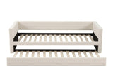 Artiss Single Daybed with Trundle, Boucle Upholstered Bed Frame Guest Bed BFRAME-I-DUET-S-WH-AB