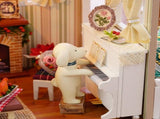 Miniature Dollhouse Kit DIY Christmas Realistic Mini 3D Wooden House with LED Lights Children's Day V1369-AZ3-W-16480