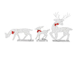 3pcs Lighted Christmasation Deer Home Warm White Light Iron LED Reindeer Family Set Tabletop V1294-YM0710-3115230130011