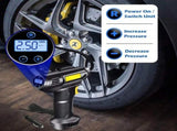 Car Air Compressor Digital Tire Inflator Auto Stop Portable With LED Light 4 Pressure Units 8ft Cord V1366-AZ2-W-02680