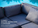 LONDON RATTAN 5 Seater Modular Outdoor Lounge Setting with Coffee Table, Ottoman, Grey V219-OTDOLSLR5SGY3