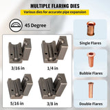 Brake Line Flaring Tool, 45 Degree Single, Double, and Bubble Flares for 3/16", 1/4", 5/16" and 3/8" V952-PQGKZQJS42716DF31V0