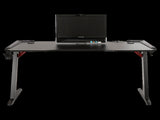 LED Gaming Desk Computer Table with Cup Holder Headphone Hook Cable Hole V63-840391