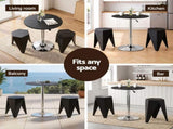 Artiss Bar Stools and Table Set 3PCS Dining Desk Kitchen Chair PVC Leather Black BA-SET-304PVC-T-BK