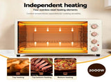 Devanti 60L Convection Oven Electric Fryer Ovens 2000W Cream ECO-B-NHP-60L-CR