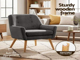 Artiss 2X Armchair Lounge Chair Accent Tub Chair Charcoal ANNE UPHO-B-ARM04-CHAX2