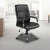 PU Leather Office Chair Ergonomic Executive Swivel Desk Chair with Padded Seat in Black V63-774965