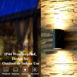2 Pack Outdoor Wall Lights Aluminum Up Down IP44 Waterproof Black Lamps for Patio Garden Balcony V1237-ZY-522-0095