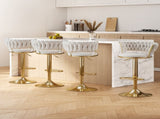 Artiss 4x Bar Stools Gas Lift Velvet Woven Backrest Ivory BA-K-1006-IVX4