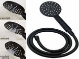 WELS Matt Black Round 2in1 8" Shower Head Sliding Rail Arm 3 Modes Handheld Mixer Set V1233-C4902B22PHR002M4CBKSR108BKRD201B