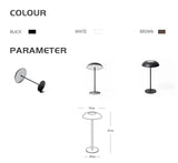 Brown Minimalist Rechargeable LED Touch Table Lamp - 3-Color Stepless Dimming Metal Desk Light V888-ELOSUNG27037