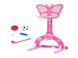 Keezi 3-in-1 Kids Basketball Hoop Soccer Goal Golf Game Set with Balls Pink BAS-HOOP-KID-S-PK