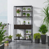180Cm Tall Bookshelf With Drawers Industrial Bookcase W/ 6 Tiers Storage Shelves V767-JJ-XZ691-V1