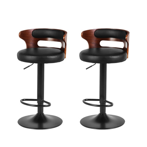 Artiss 2x Bar Stools Gas Lift Faux Leather BA-TW-8005-BKX2