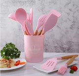 12pcs Silicone Utensils Set Pink V498-12SILICONEPK