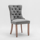 AADEN Modern Elegant Button-Tufted Upholstered Fabric with Studs Trim and Wooden legs Dining Side V226-SW6801GY
