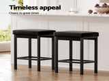 2x Artiss Metal Bar Stools PU Seat Dining Counter Chairs BA-TW-W0087-BKX2