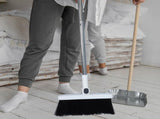 Foldable Broom and Dustpan Set with Detachable Stainless Steel Handle Nonstick Bristles White for V1366-AZ2-W-19570