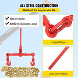Chain Load Binder, 8 mm Tie Down Kit with 3 Ton Working Load Capacity and Two Grab Hooks, Includes V952-JLSJSJYCLTJTBZX6EV0