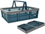 Foldable Shopping Basket with Handle, Plastic Storage Crate for Car Kitchen Camping, Portable V1237-ZY-917-080