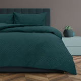 Ardor Asher Deep Teal Embossed Vintage Washed Quilt Cover Set King V442-INT-QUILTCS-ASHER-DEEPTEAL-KI