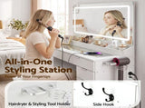 Artiss Dressing Table Makeup Vanity Desk Large LED Mirror 10 Drawers Power Outlet Hair Dryer Holder FUR-V-DRESS10-WH-ABC