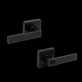 Door Handle Set Lever Key Lock Function Square Black V63-837381